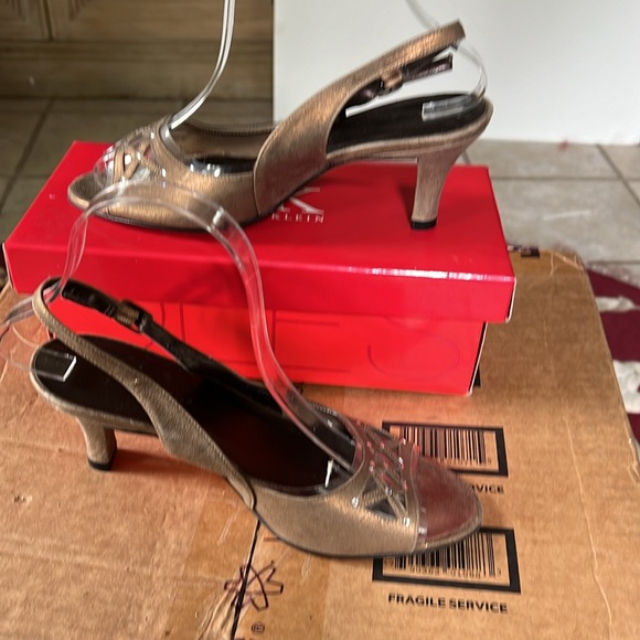VanEli Slingback Rhinestone Pumps in Dark Gold Leather - Picture 7 of 15